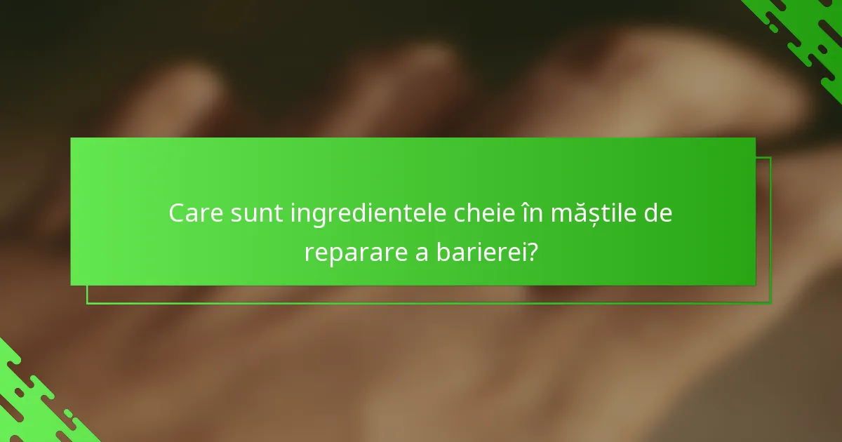 Care sunt ingredientele cheie în măștile de reparare a barierei?