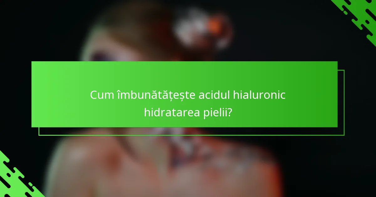Cum îmbunătățește acidul hialuronic hidratarea pielii?