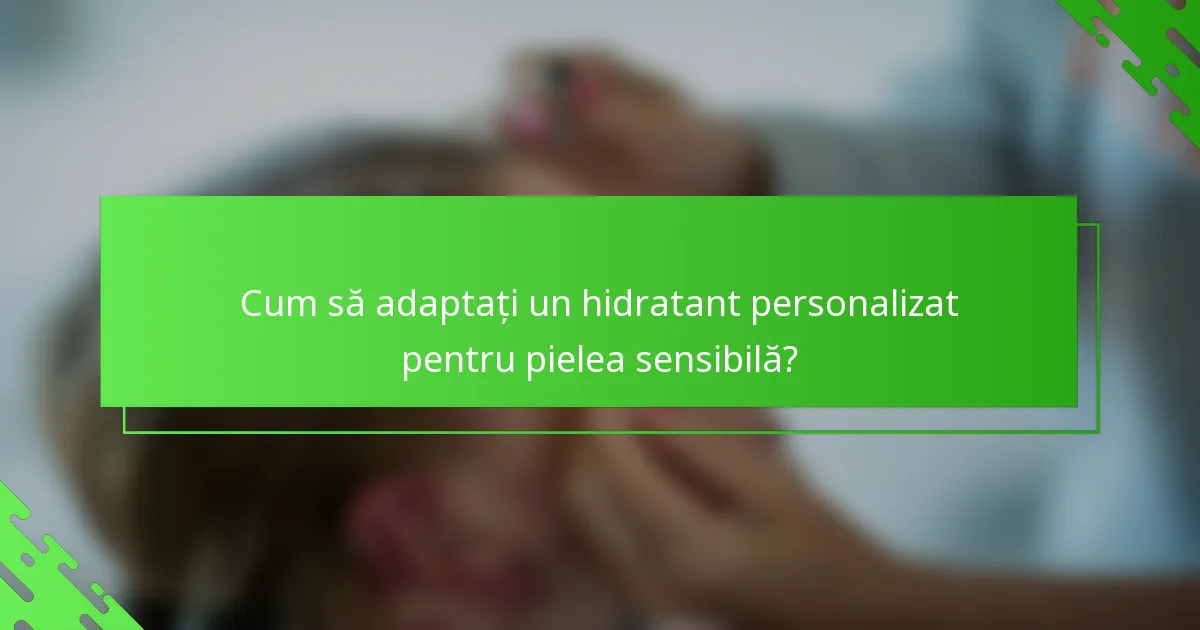 Cum să adaptați un hidratant personalizat pentru pielea sensibilă?