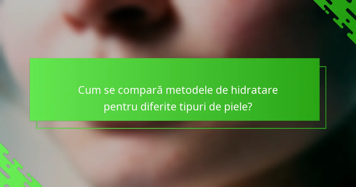 Cum se compară metodele de hidratare pentru diferite tipuri de piele?